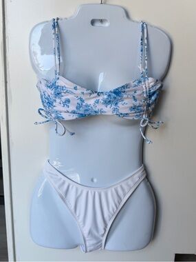 wild fable Low Coverage White Floral Bikini Set NWT High Waist